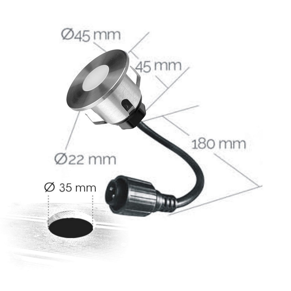 2026-Set6 - Kit 6 Mini Encastrés pour bois Ø4,5cm - 3000°K