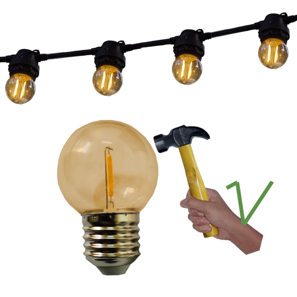 Guirlande 6m TEMPEST (Ampoules Incassables) 12xE27/G45 LED 1W - 1700K
