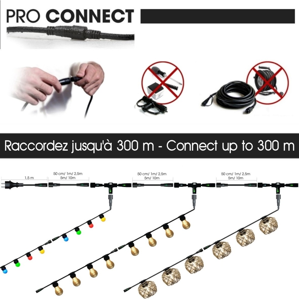 Guirlande 96m TEMPEST (Ampoules Incassables) 192xE27/G45 LED 1W - 1700K