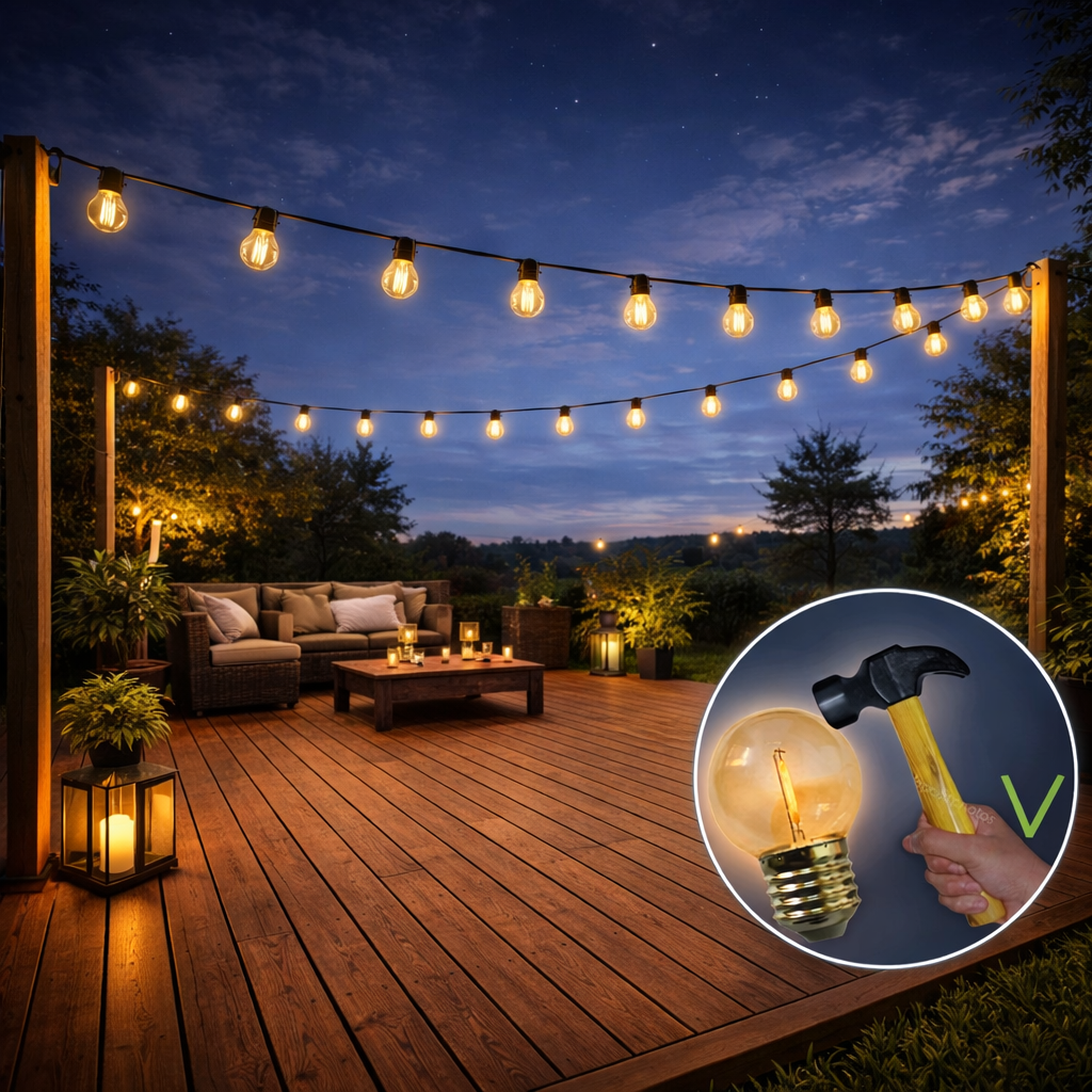 Guirlande 1,5m TEMPEST (Ampoules Incassables) 3xE27/G45 LED 1W - 1700K