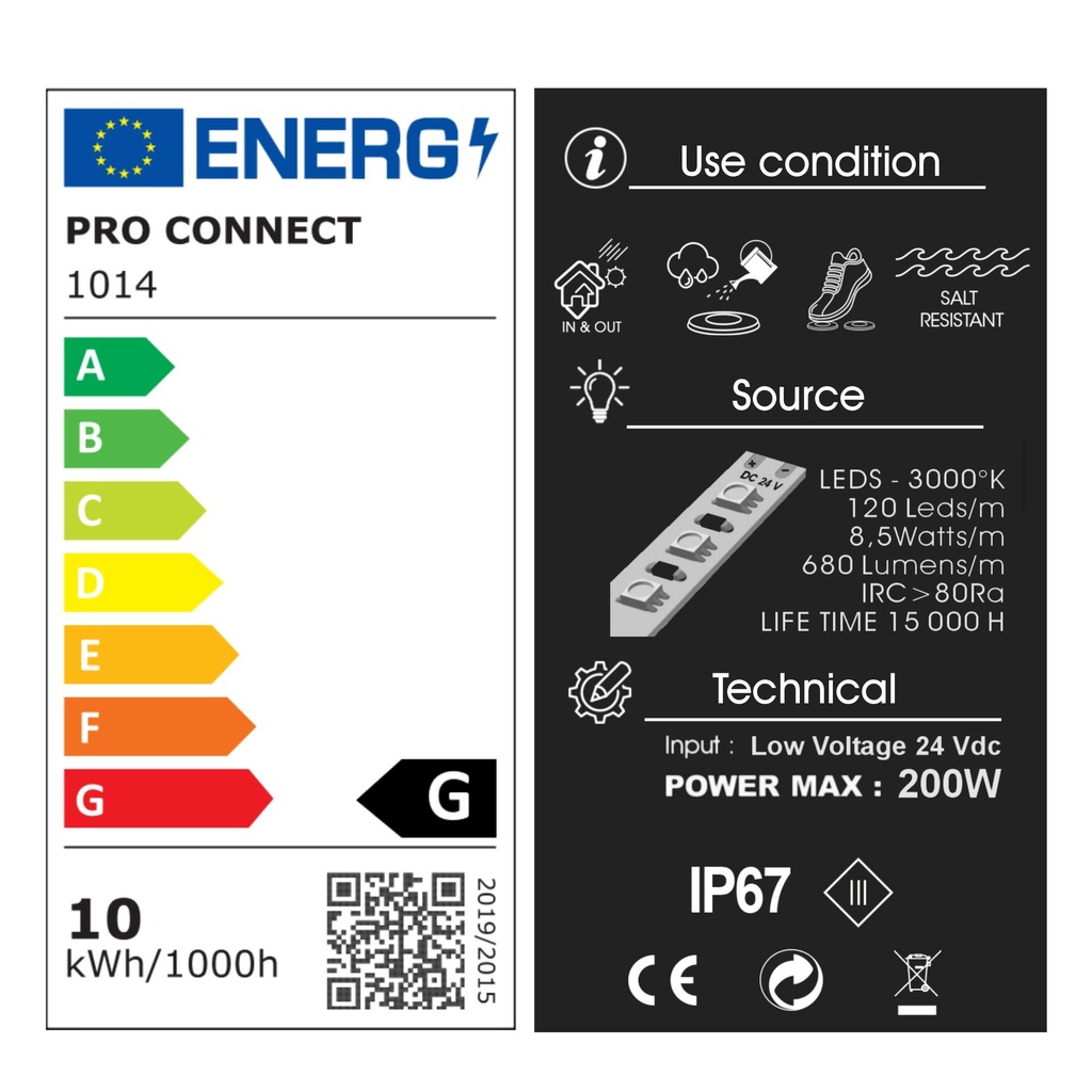 1018 - Kit Escalier 8 Bandeau Lumineux Silicone 1,2m