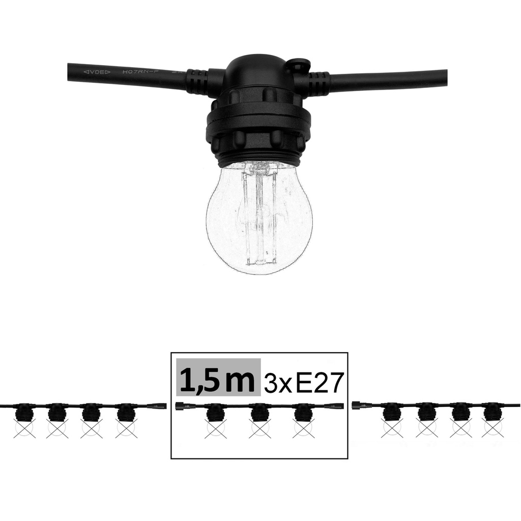 8502-G11 - Guirl. TEMPEST 1,5m 3xE27/G45 Fil 1700K