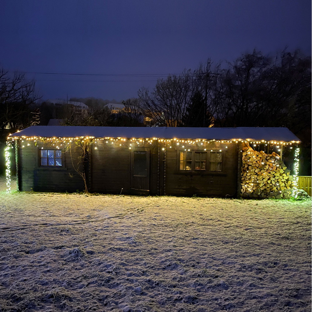 9532 - EXTENSION - Stalactite 60 LEDS (Flash) - L 2 m x H 55 cm -  Fil Noir - Blanc Chaud 4000°K
