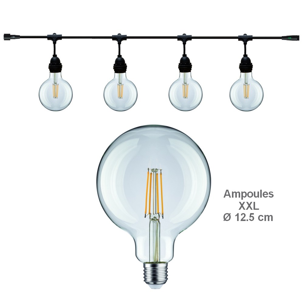 Guirlande 6m DESIGN (Ampoules Transp.) 8xE27/G125 LED 1W - 2700K