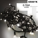 EXTENSION - Rideau long 60 LEDS (Flash) - Larg. 0,75m x Ht 200cm - Fil Noir - Blanc Froid 6500°K