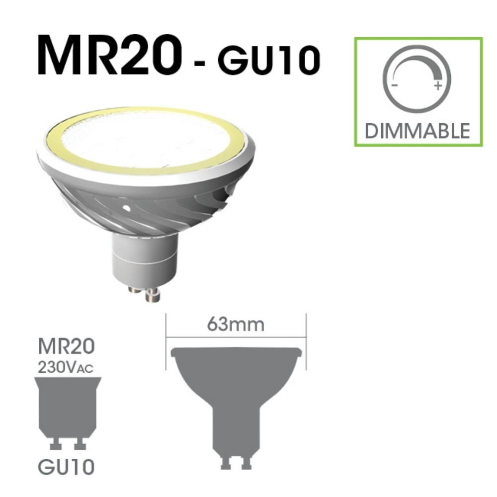 MR20/GU10 DIM 3000K 320Lm 4W