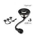 2036-D311 - 3 focos de madeira embutidos Ø6cm pretos - 1 janela