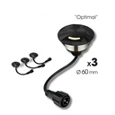 3 Spots encastrés bois Ø6cm noir - Diffuseur 3 fenêtres