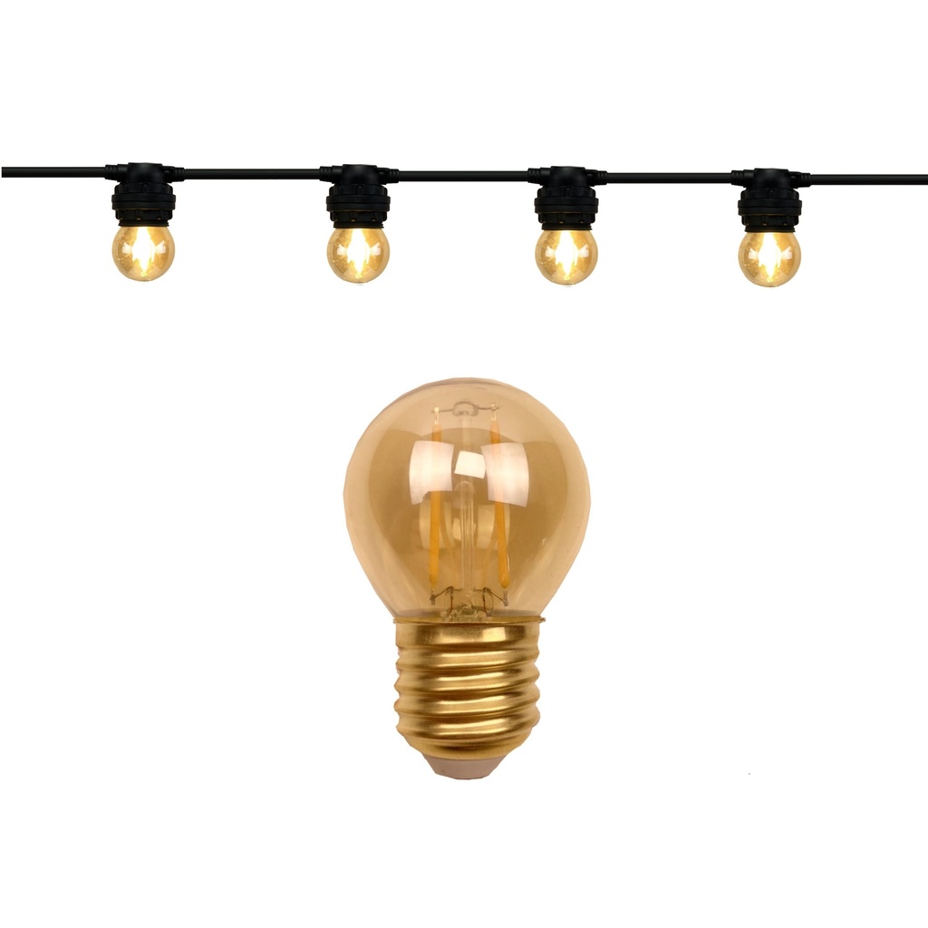 Guirlande 12m MUSETTE (Ampoules Vintage) 24xE27/G45 LED 1W - 1700K