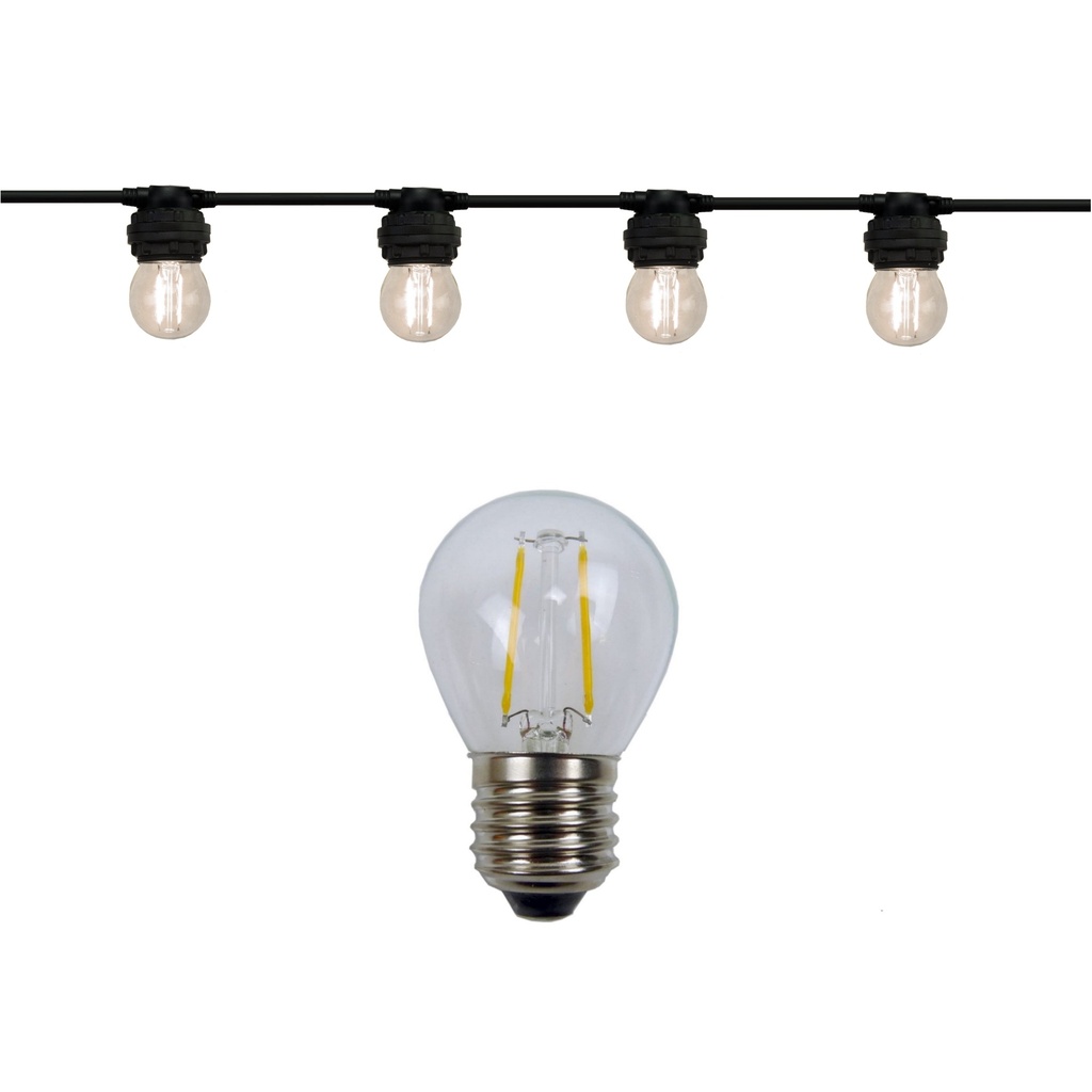 Guirlande 6m MOON (Ampoules Transp.) 12xE27/G45 LED 1W - 3000K