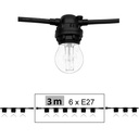 Guirlande 3,0 m - 6xE27, Raccordable jusqu'à 300m (Vendu sans ampoules)