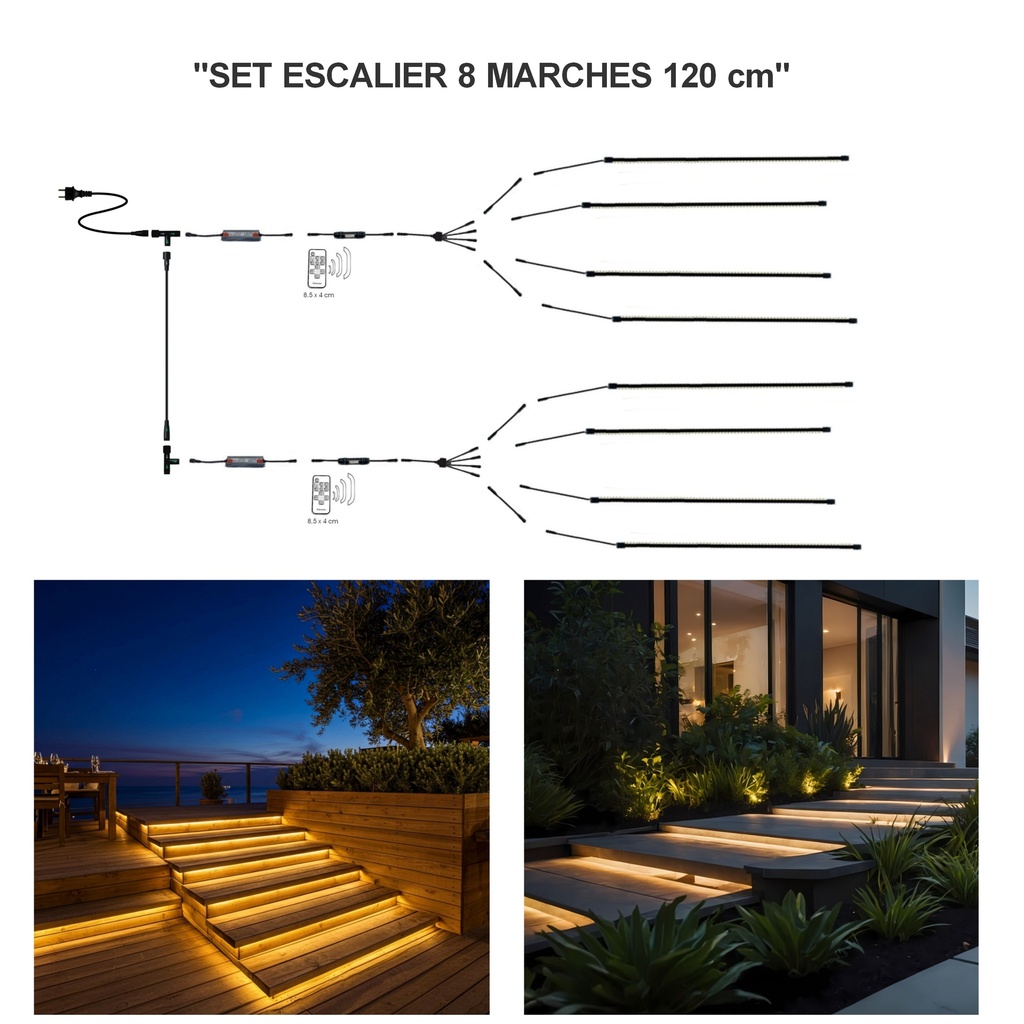 1018 - Kit scale 8 strisce luminose in silicone 1,2 m