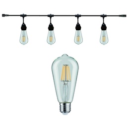 [8606-C723] Guirlande 6m DESIGN (Ampoules Transp.) 8xE27/ST64 LED4,5W -  2700K