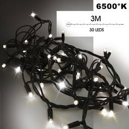 [9513] 9513 - EXTENSION - Guirlande 30 LEDS (Flash) - 3 m - Fil Noir - Blanc Chaud 6500°K