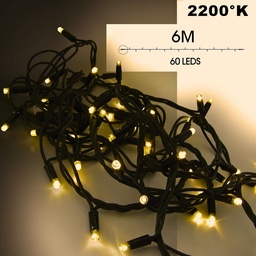 [9520] 9520 - EXTENSION - Guirlande 60 LEDS (Fixe) - 6 m - Fil Noir - Blanc Chaud 2200°k