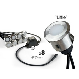 [2016] 2016 - Kit 8 mini focos embutidos em madeira Ø3,5cm + Trsf 12V