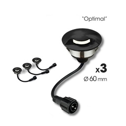 [2036-D311] 2036-D311 - 3 recessed wooden spotlights Ø6cm black - 1 window