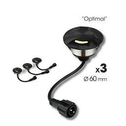 [2036-D313] 2036-D313 - 3 focos empotrables de madera Ø6cm negro - 3 ventanas