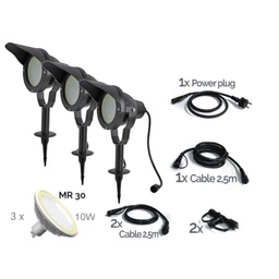 [3636-Set3] Z-3636-Set3 - JUEGO de 3 focos de aluminio negro TARGET 30 - 10 W
