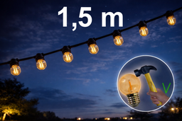 [8502-G11] Guirlande 1,5m TEMPEST (Ampoules Incassables) 3xE27/G45 LED 1W - 1700K