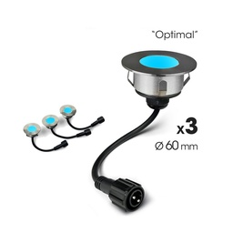 [2036B] 3 encastrés bois Ø6cm Bleu